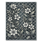 Monochromatic Floral Trellis Garden Rug