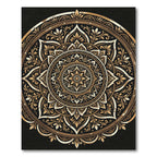 Ornate Gold Floral Symmetry Mandala Rug