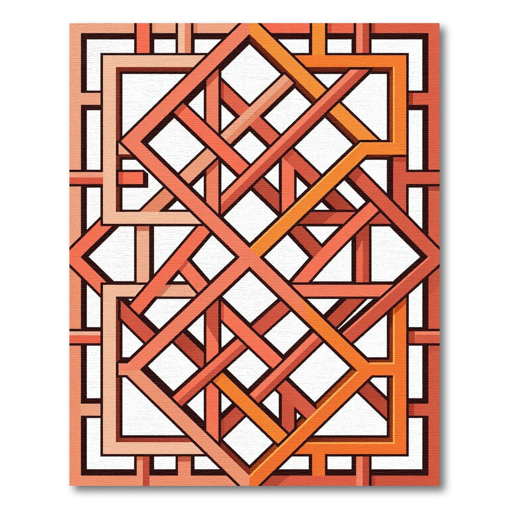 Geometric Terracotta Interlocking Linear Weave Rug
