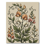 Art Nouveau Peach Blossom Swirls Rug