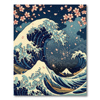 The Great Wave and Cherry Blossom Rug