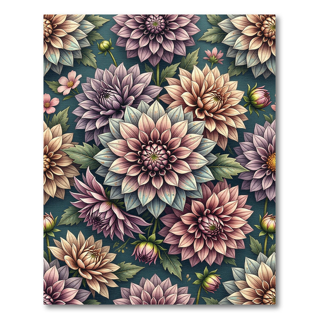 Romantic Dahlia Blossom Watercolor Botanical Art Rug
