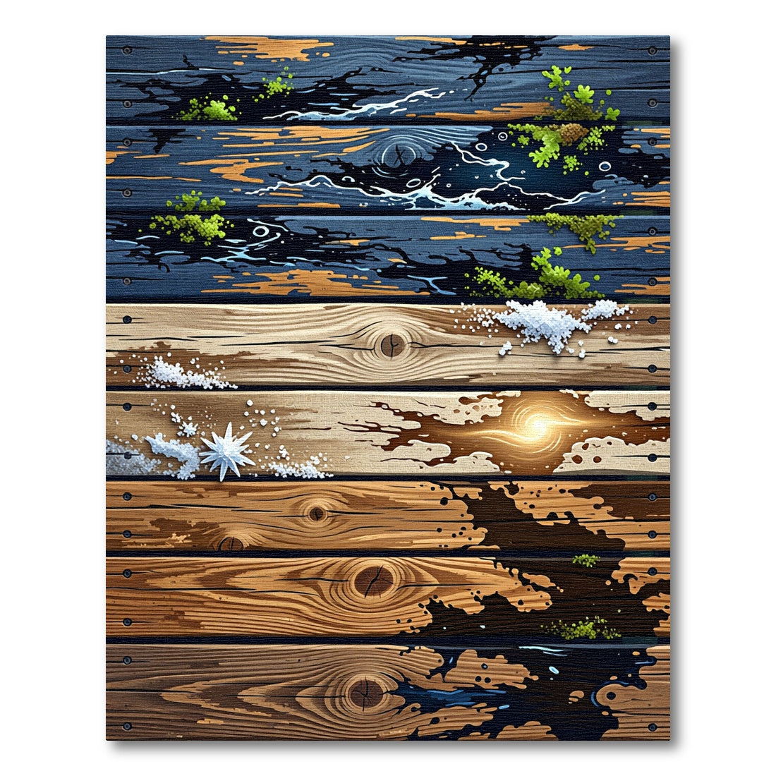 Earthy Wood Plank Aesthetic Contrast Rug