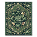 Emerald Rose Floral Medallion Arrangement Rug