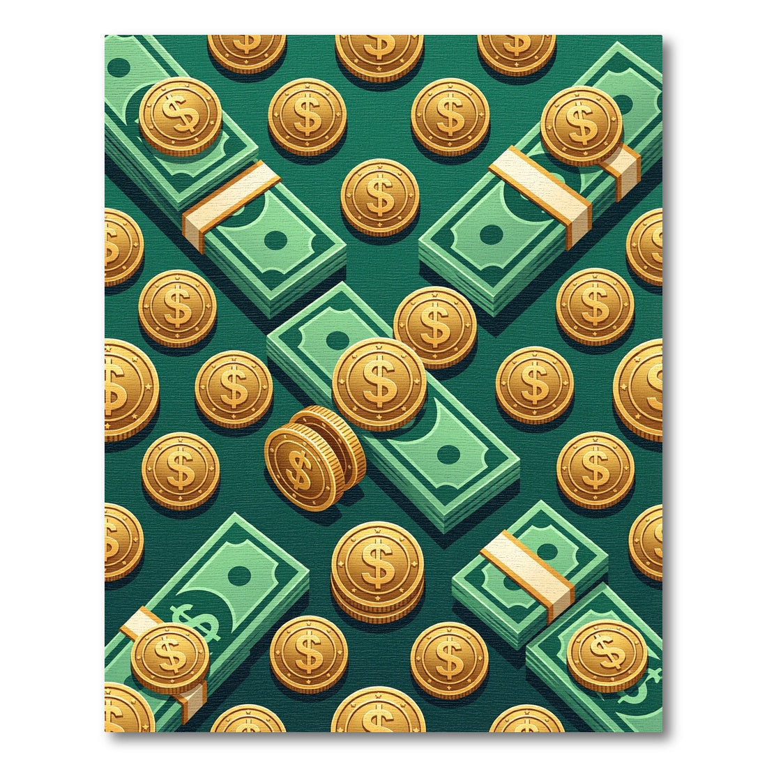 Golden Dollar Coin Wealth Currency Rug