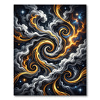 Golden Celestial Swirl Starry Night Rug
