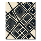 Modern Black and Cream Architectural Grid Rug