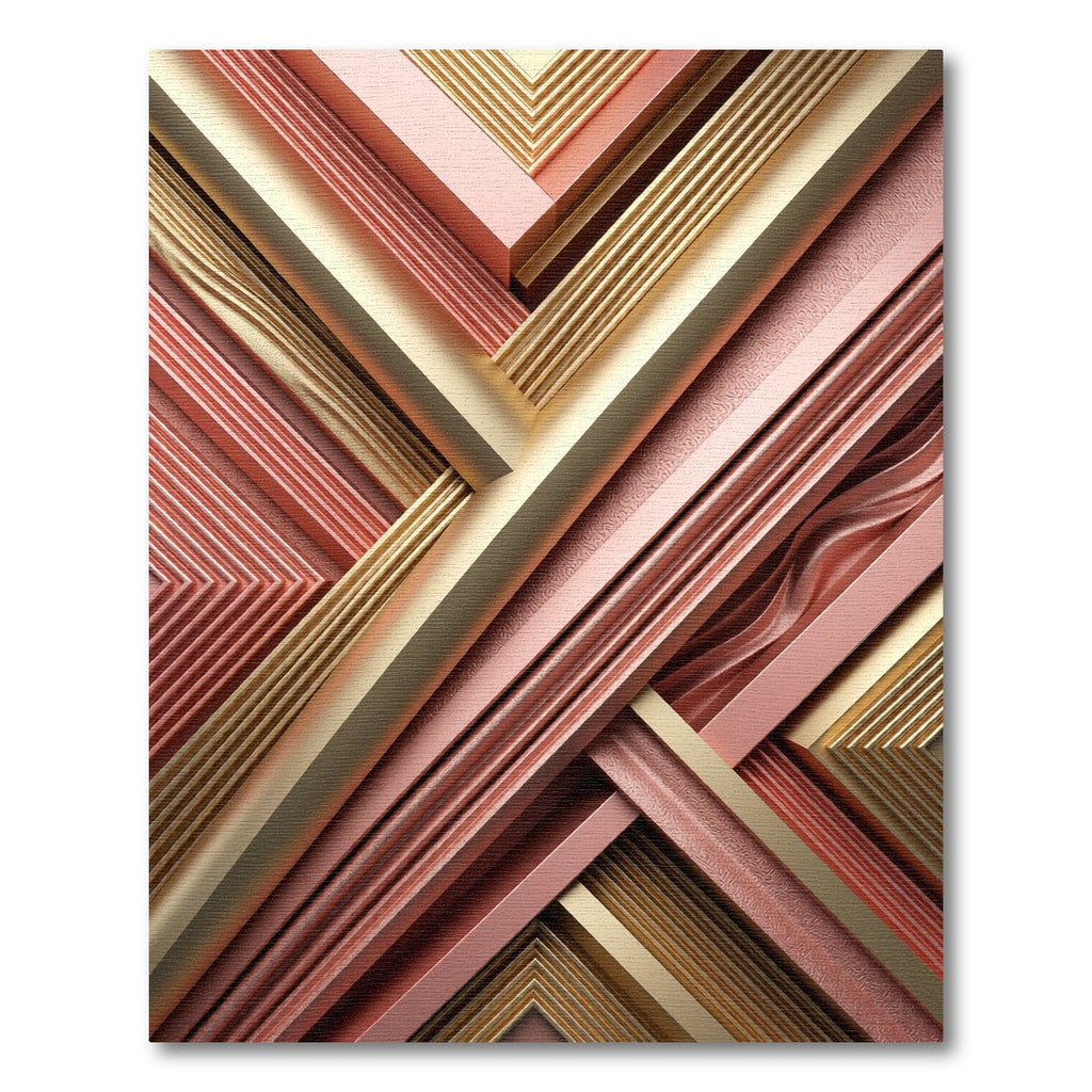 Rose Gold Geometric Accordion Ribbon Rug