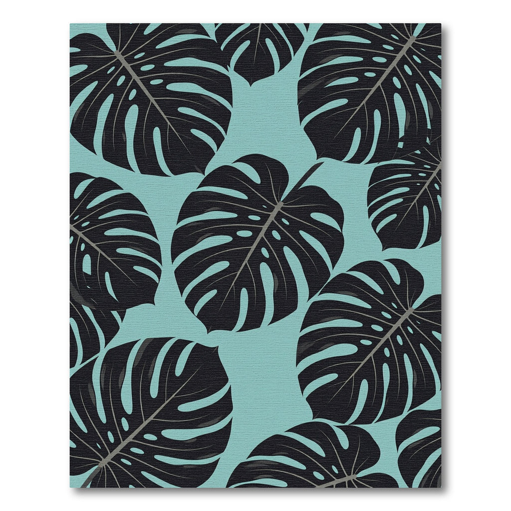 Lush Tropical Monstera Leaf Teal Rug