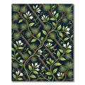 Dark Botanical Jasmine and Pine Trellis Rug