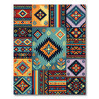 Vibrant Multicolored Geometric Aztec Tile Rug