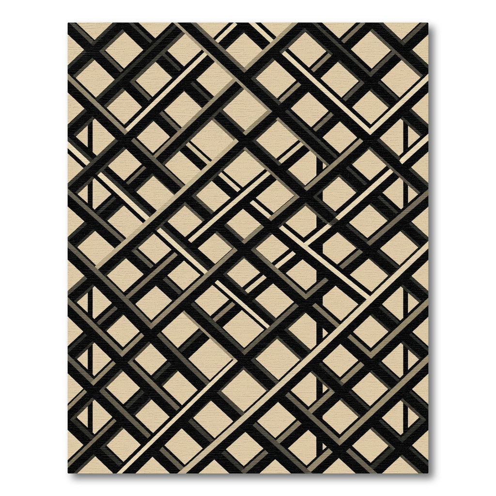 Sophisticated Beige Black Intersecting Grid Rug