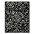 Ornate Silver Leaf Black Scroll Rug