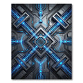 Luminous Electric Blue Cyber Circuit Grid Rug