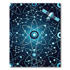 Deep Teal Cosmic Atom Galaxy Rug