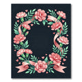 Pink Carnation Ribbon Heart Wreath Rug