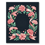 Pink Carnation Ribbon Heart Wreath Rug