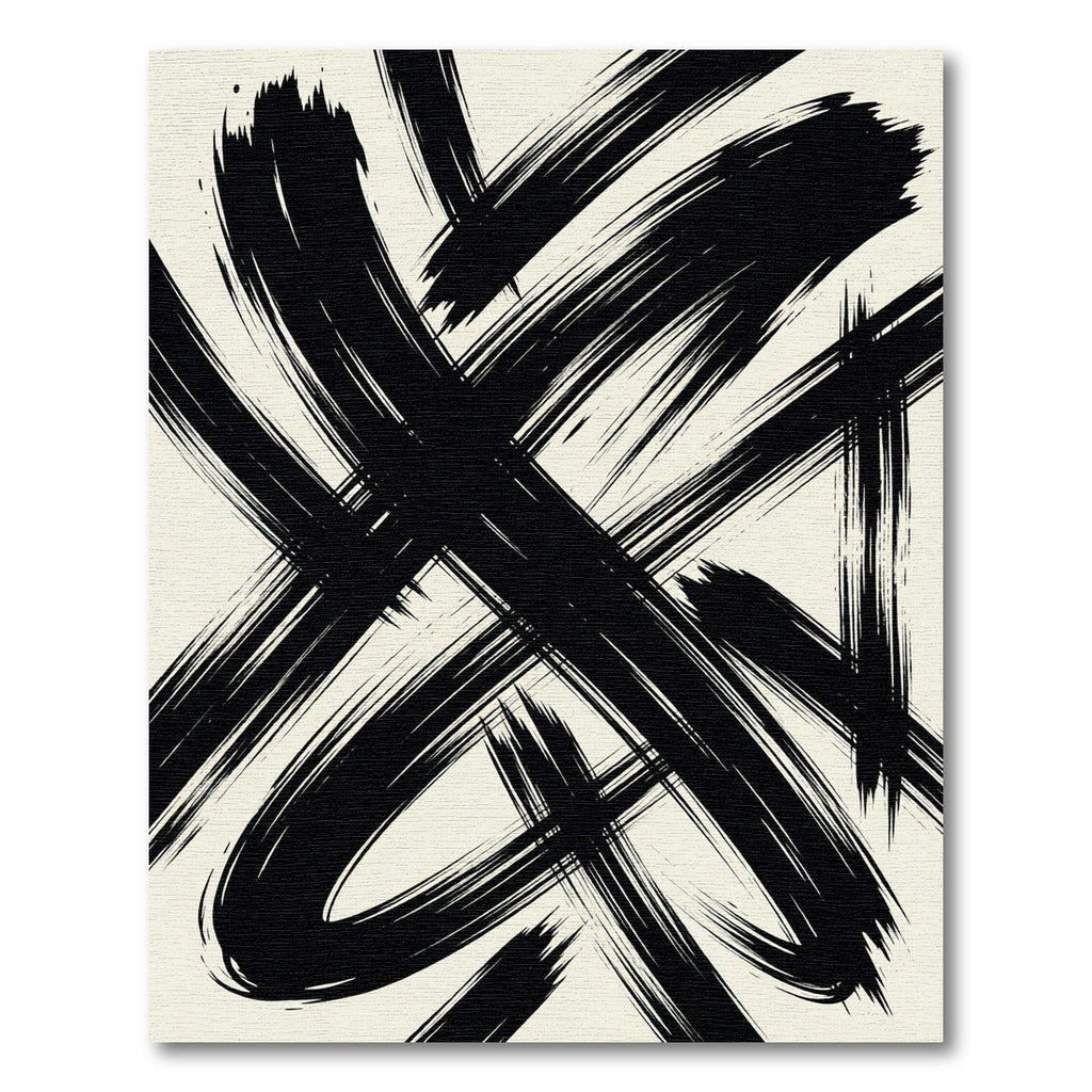 Abstract Black Ink Brushstroke Stripe Rug