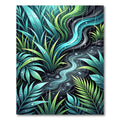 Lush Teal Tropical Rain Foliage Rug