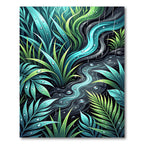 Lush Teal Tropical Rain Foliage Rug