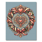 Ornate Heart Wreath Floral Ribbon Rug