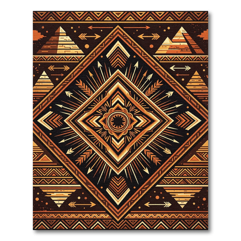 Geometric Copper Pyramid Sunburst Rug