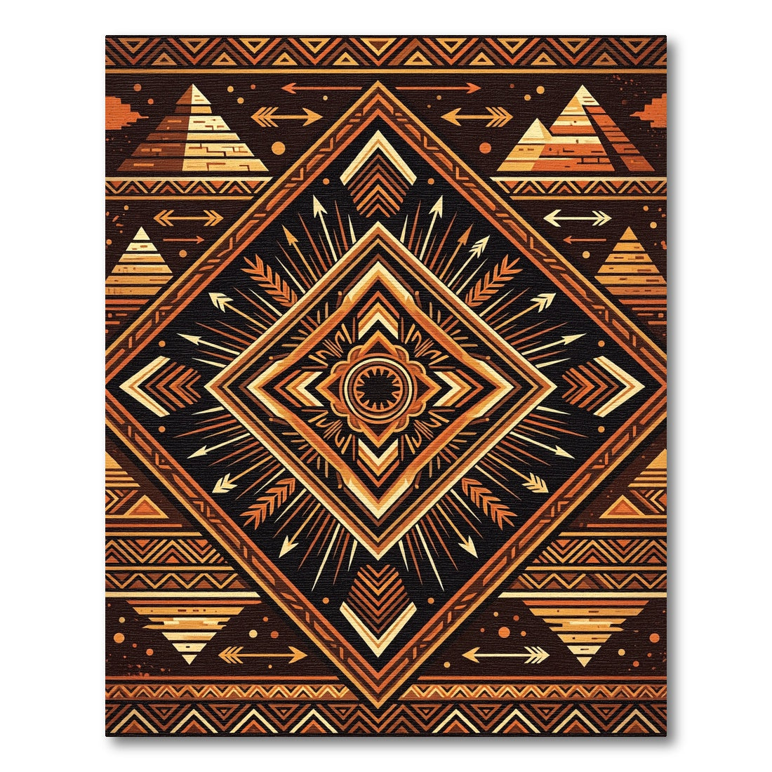 Geometric Copper Pyramid Sunburst Rug