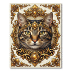 Ornate Golden Tabby Cat Portrait Rug