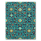 Intricate Teal and Gold Star Geometric Rug