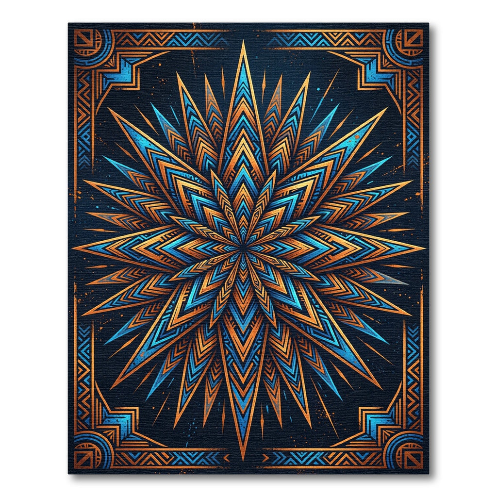 Celestial Blue and Gold Starburst Rug
