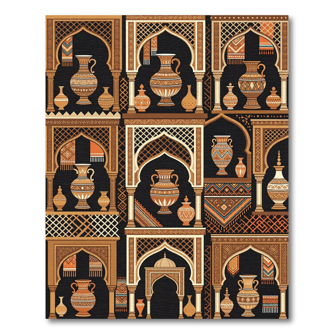 Terracotta Archaic Archway Pottery Tapestry Rug
