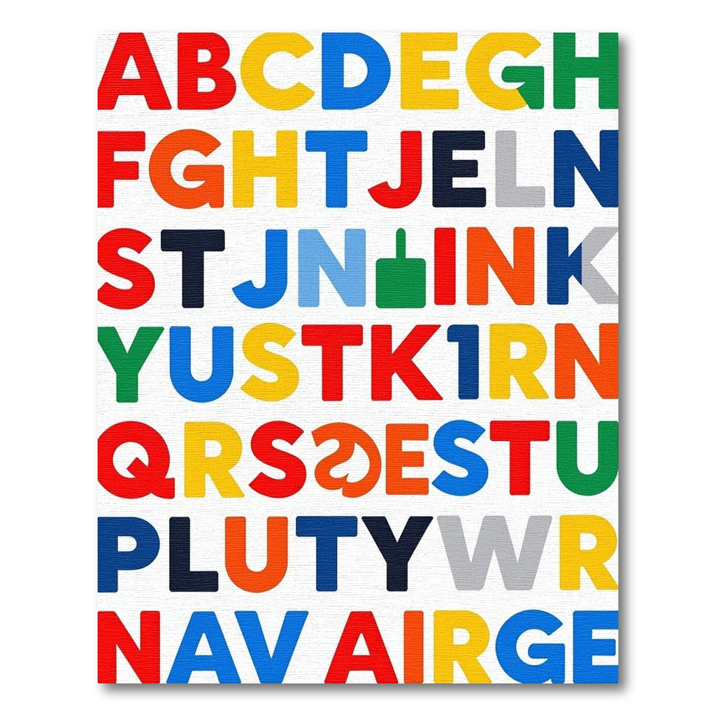 Bold Alphabet Collage Colorful Letters Rug