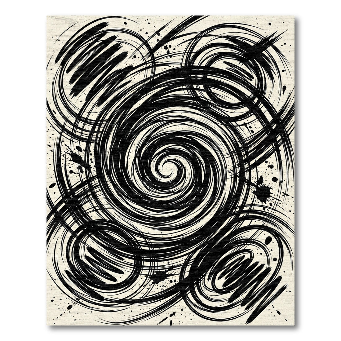 Monochrome Abstract Ink Swirl Rug