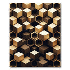 Modern Gold Metallic Geometric Hexagon Rug
