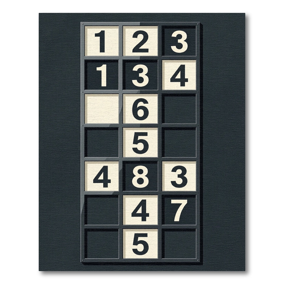 Contemporary Monochrome Grid Numerical Art Rug