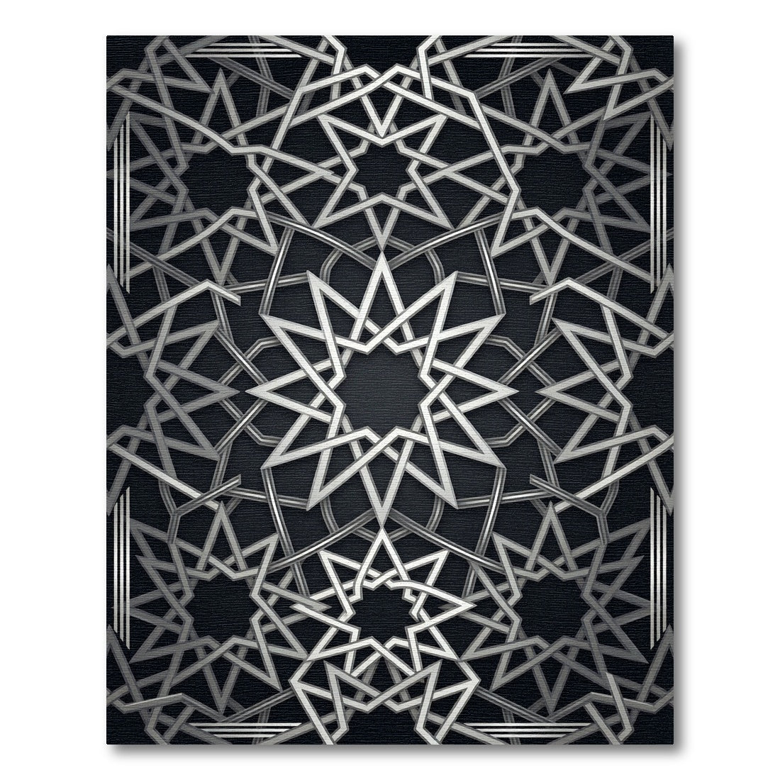 Silver Metallic Geometric Star Lattice Rug