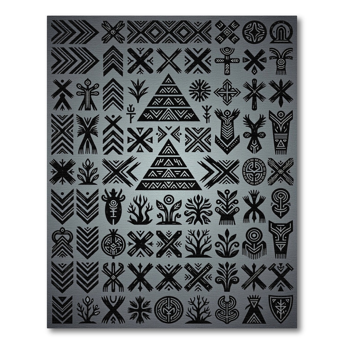 Tribal Black Geometric Symbol Collection Rug