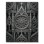 Gothic Black Silver Architectural Medallion Rug