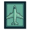 Teal Airplane Top View Graphic Art Rug