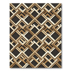 Metallic Gold Interlocking Geometric Lattice Rug