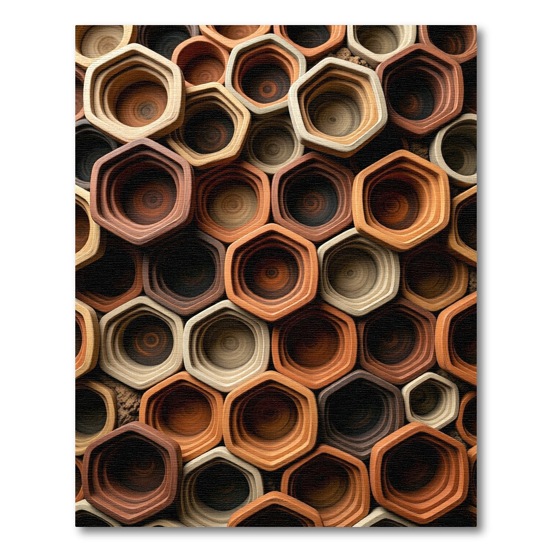 Earthy Terracotta Hexagonal Honeycomb Mosaic Rug