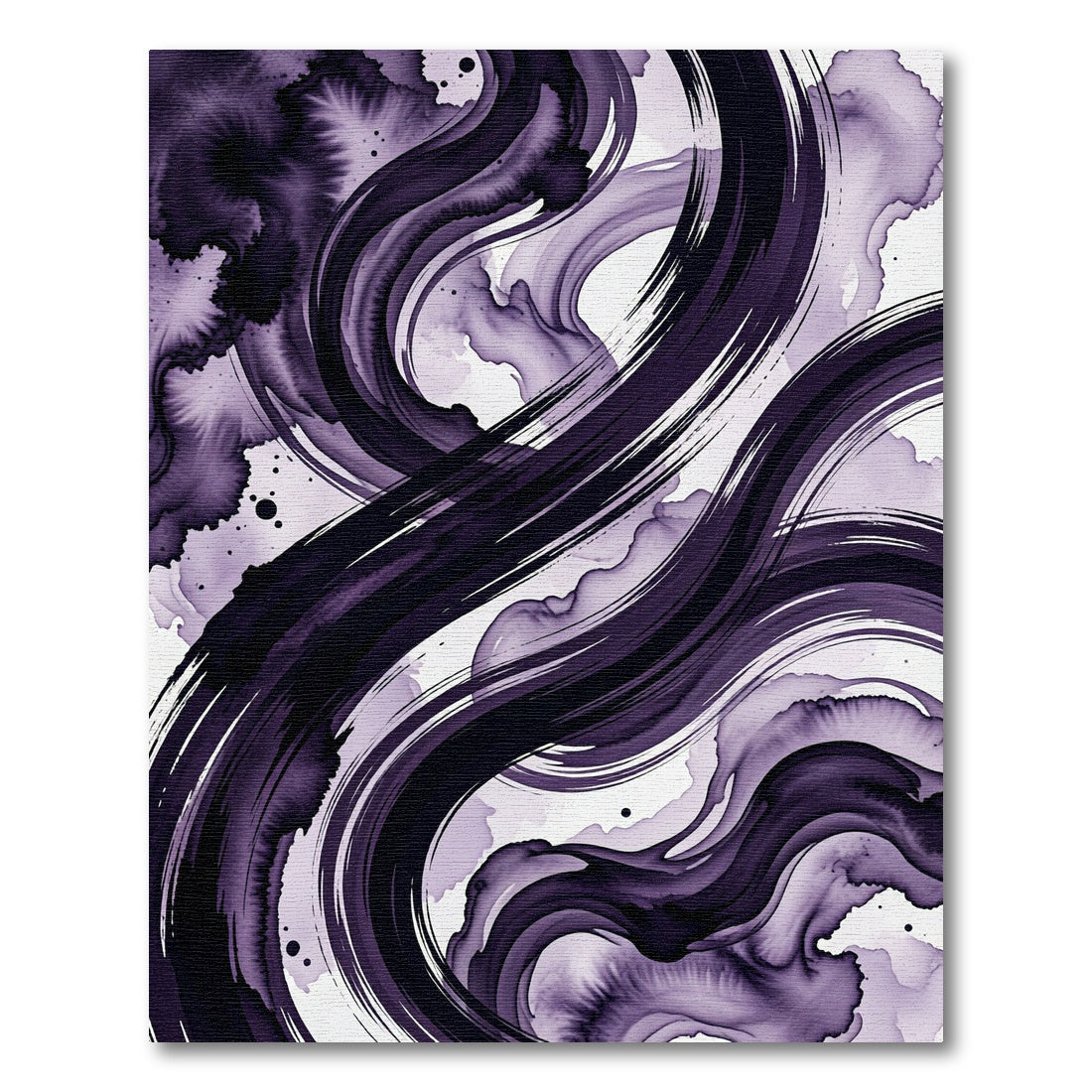 Deep Plum Ink Swirl Abstract Rug