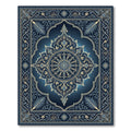 Ornate Midnight Blue Floral Mandala Rug
