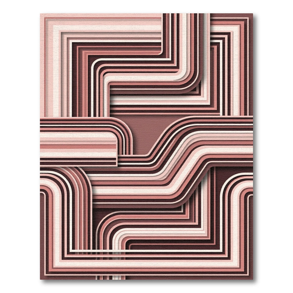 Mauve Pink Striped Geometric Flow Rug