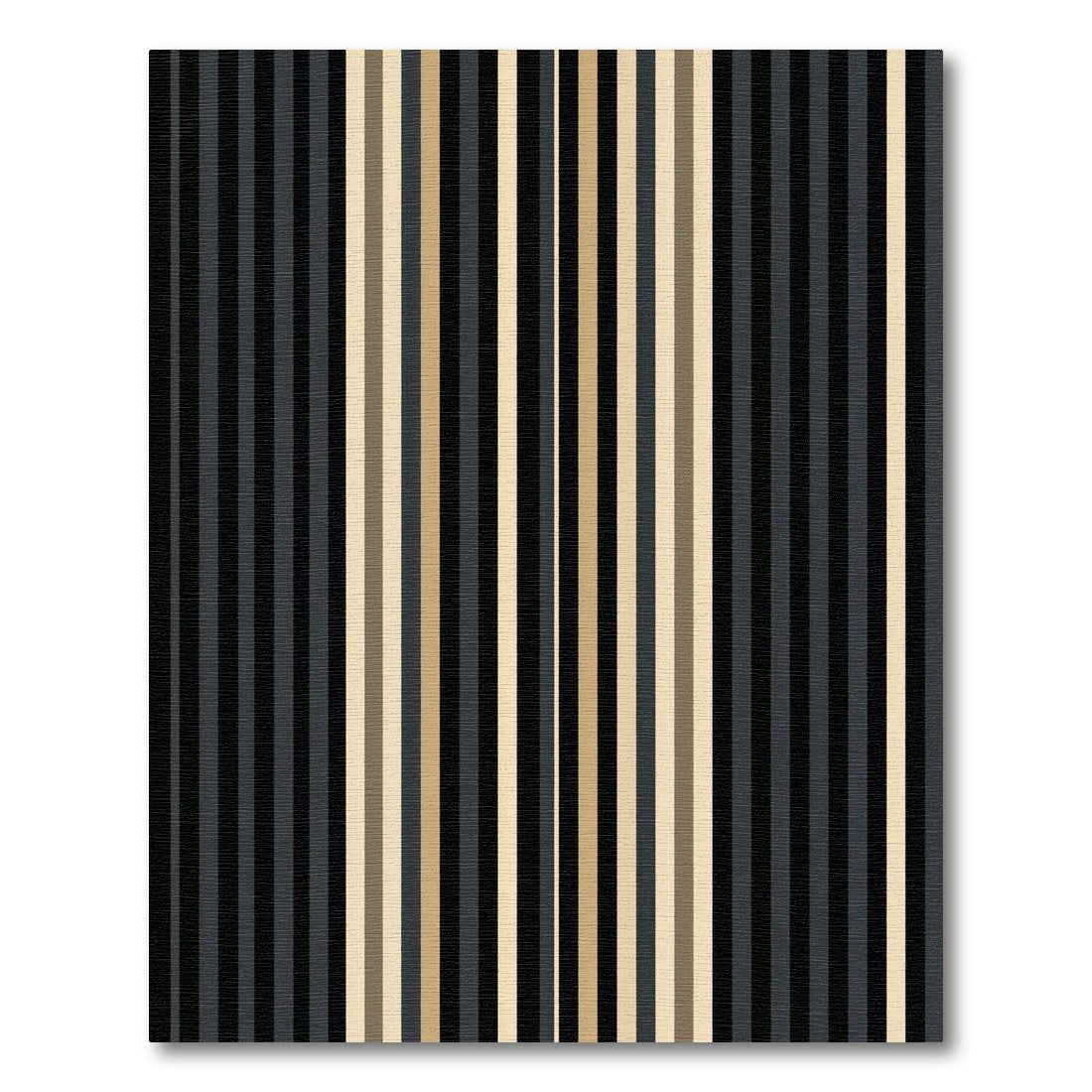 Modern Black Tan Vertical Stripe Rug