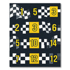 Yellow Checkered Racing Number Grid Rug