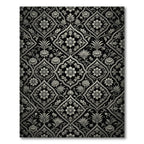 Ornate Black Floral Lattice Relief Rug