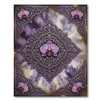 Orchid Medallion Purple Floral Border Rug