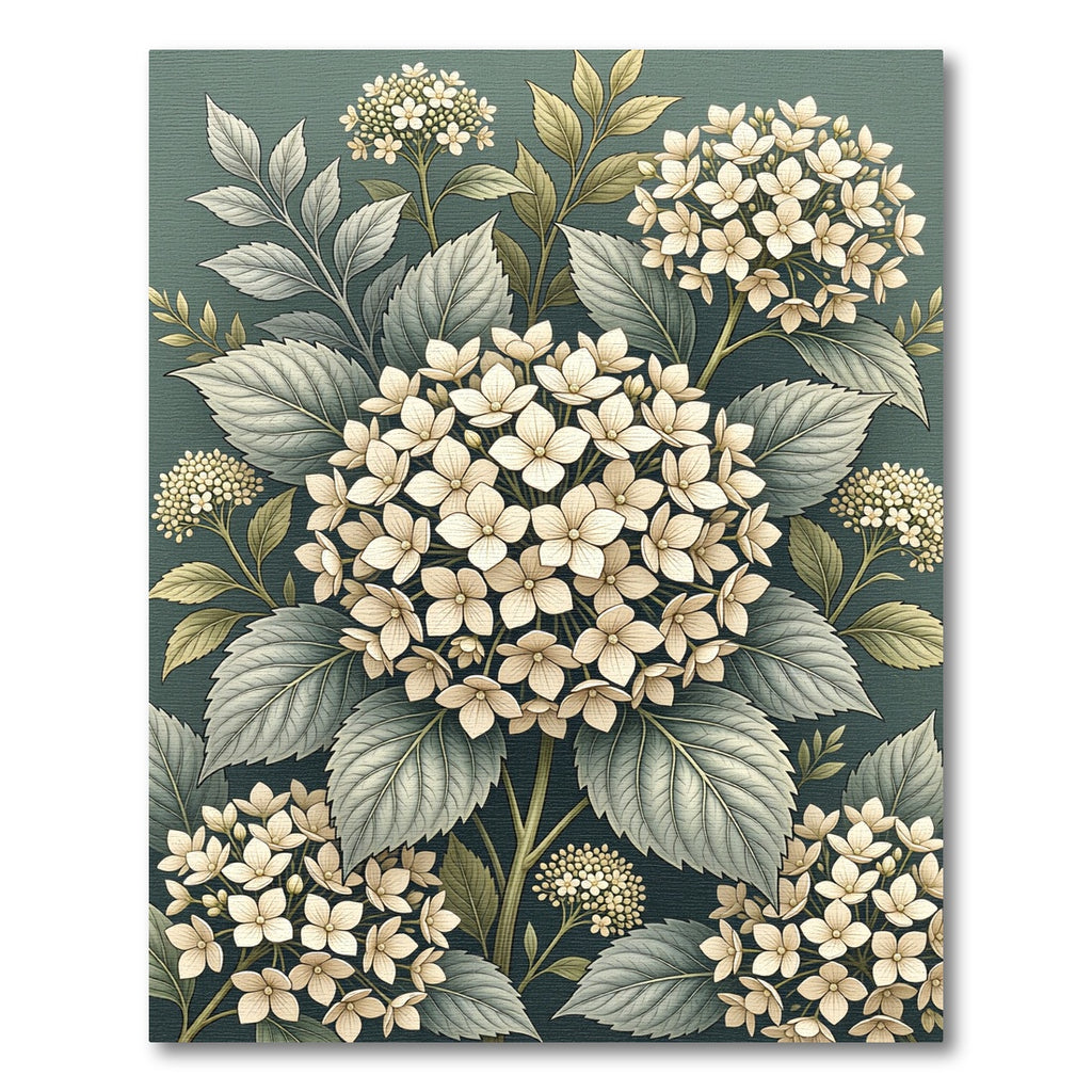 Ethereal Cream Hydrangea Botanical Art Rug