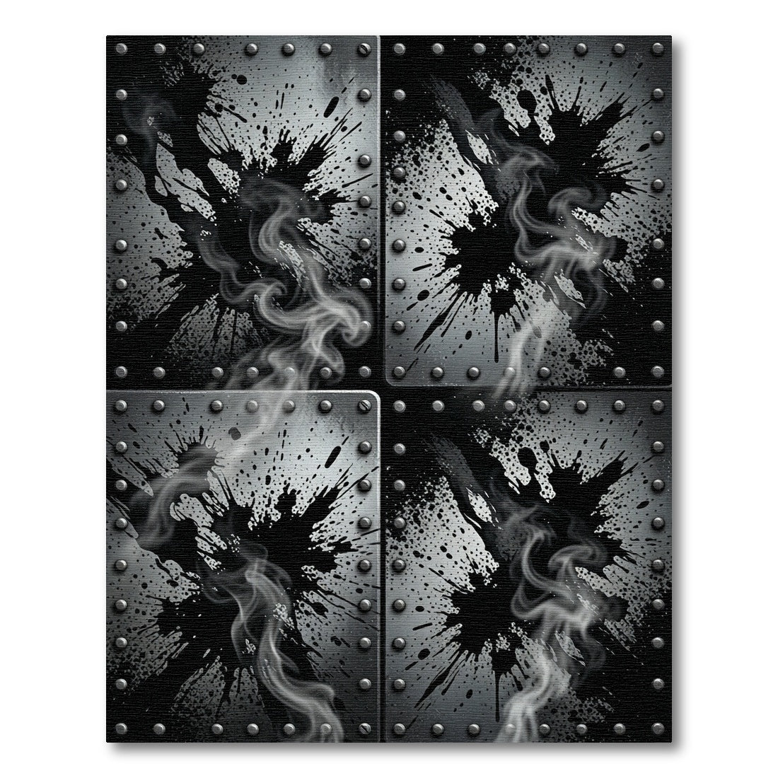 Gritty Metal Splatter Smoke Rug